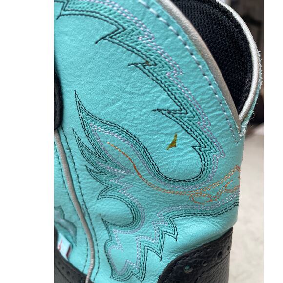 JUSTIN GYPSY L9905 Gemma Short Western Cowgirl Boots Size 6.5B Black & Turquoise - Picture 13 of 15